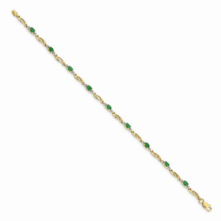7" 14k Yellow Gold Diamond and Oval Emerald Bracelet BM4476-EM-001-YA
