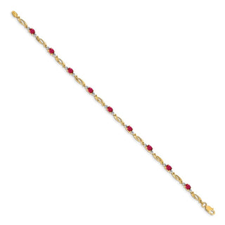 7.25" 14K Yellow Gold Diamond and Oval Ruby Bracelet BM4476-RU-001-YA