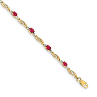7.25" 14K Yellow Gold Diamond and Oval Ruby Bracelet BM4476-RU-001-YA