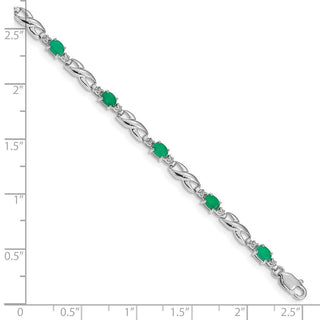 7" 10k White Gold Diamond and Emerald Bracelet BM4477-EM-001-1WA