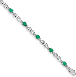 7" 10k White Gold Diamond and Emerald Bracelet BM4477-EM-001-1WA