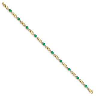 7" 10k Yellow Gold Diamond and Oval Emerald Bracelet BM4477-EM-001-1YA