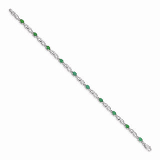 7" 14k White Gold Diamond and Emerald Bracelet BM4477-EM-001-WA