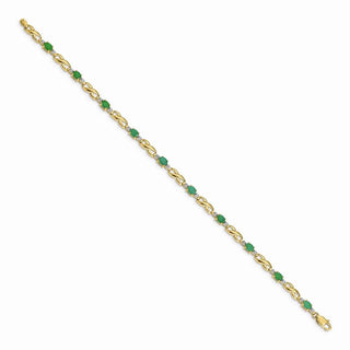 7" 14k Yellow Gold Diamond and Oval Emerald Bracelet BM4477-EM-001-YA