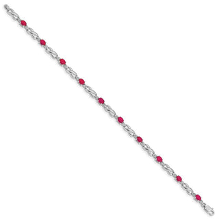 7" 10k White Gold Diamond and Composite Ruby Bracelet BM4477-RU-001-1WA