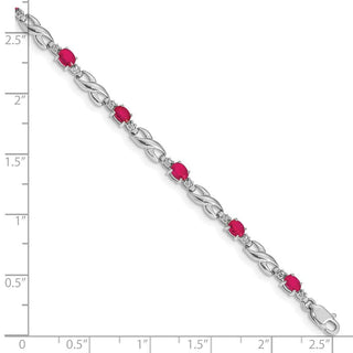 7" 10k White Gold Diamond and Composite Ruby Bracelet BM4477-RU-001-1WA