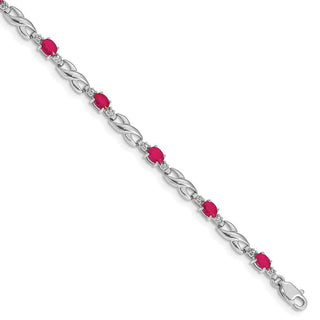 7" 10k White Gold Diamond and Composite Ruby Bracelet BM4477-RU-001-1WA