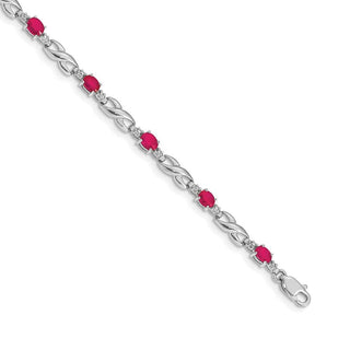 7.25" 14k White Gold Diamond and Ruby Bracelet BM4477-RU-001-WA