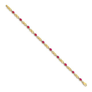7.25" 14K Yellow Gold Diamond and Oval Ruby Bracelet BM4477-RU-001-YA