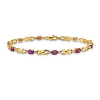 7.25" 14K Yellow Gold Diamond and Oval Ruby Bracelet BM4477-RU-001-YA