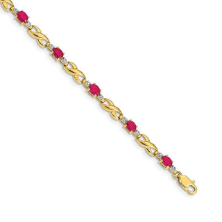 7.25" 14K Yellow Gold Diamond and Oval Ruby Bracelet BM4477-RU-001-YA