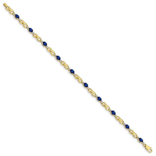 7" 10k Yellow Gold Diamond and Oval Sapphire Bracelet