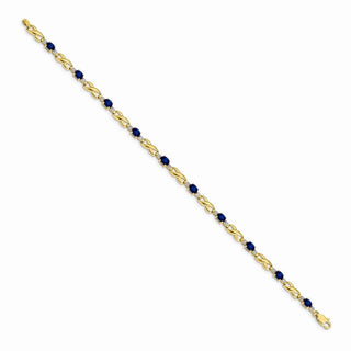7" 14k Yellow Gold Diamond and Oval Sapphire Bracelet BM4477-SA-001-YA