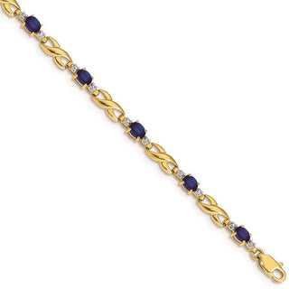 7" 14k Yellow Gold Diamond and Oval Sapphire Bracelet BM4477-SA-001-YA