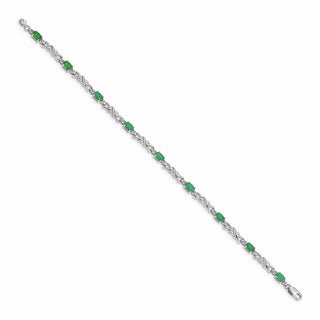 7" 14k White Gold Diamond and Emerald Bracelet BM4478-EM-001-WA