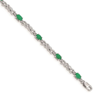 7" 14k White Gold Diamond and Emerald Bracelet BM4478-EM-001-WA