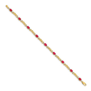 7.25" 14K Yellow Gold Diamond and Oval Ruby Bracelet BM4478-RU-001-YA
