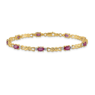 7.25" 14K Yellow Gold Diamond and Oval Ruby Bracelet BM4478-RU-001-YA