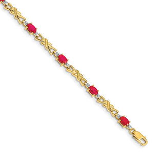 7.25" 14K Yellow Gold Diamond and Oval Ruby Bracelet BM4478-RU-001-YA