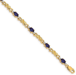 7" 14k Yellow Gold Diamond and Oval Sapphire Bracelet BM4478-SA-001-YA