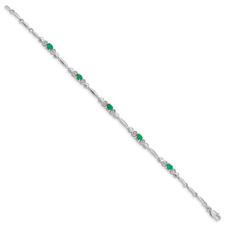 7" 10k White Gold Diamond and Emerald Bracelet BM4479-EM-001-1WA