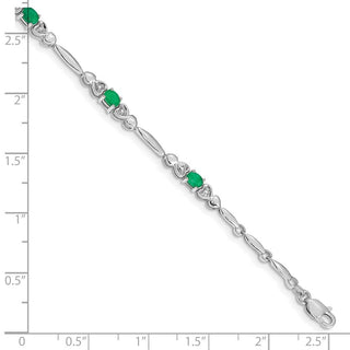 7" 10k White Gold Diamond and Emerald Bracelet BM4479-EM-001-1WA