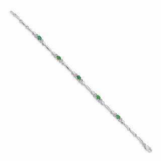 7" 14k White Gold Diamond and Emerald Bracelet BM4479-EM-001-WA