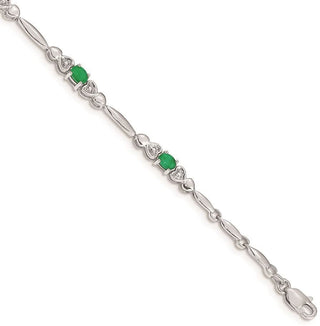 7" 14k White Gold Diamond and Emerald Bracelet BM4479-EM-001-WA