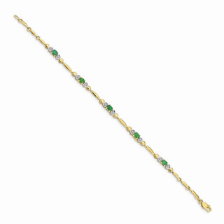 7" 14k Yellow Gold Diamond and Emerald Bracelet BM4479-EM-001-YA