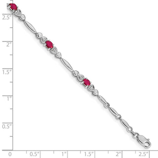 7" 10k White Gold Diamond and Composite Ruby Bracelet BM4479-RU-001-1WA
