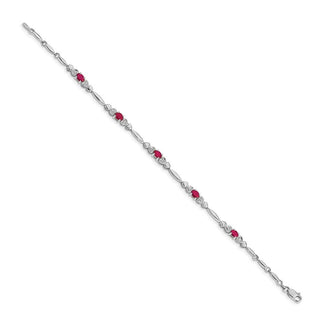 7" 14k White Gold Diamond and Ruby Bracelet BM4479-RU-001-WA