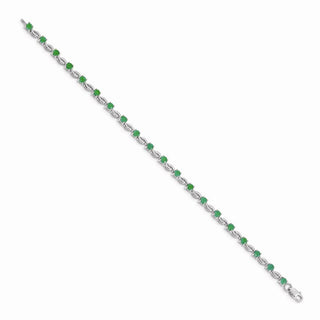 7" 14k White Gold Emerald Gemstone Bracelet