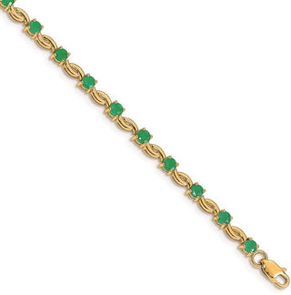 7" 14k Yellow Gold Emerald Bracelet