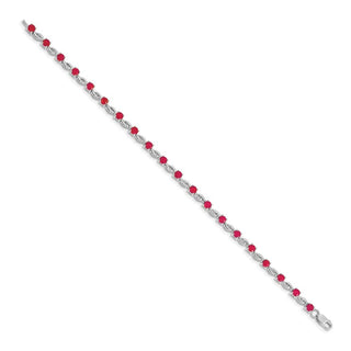 7" 14k White Gold Ruby Bracelet