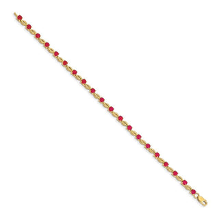 7" 14K Yellow Gold Oval Ruby Bracelet