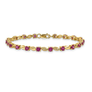 7" 14K Yellow Gold Oval Ruby Bracelet