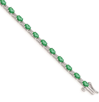 7" 14k White Gold Diamond and Emerald Bracelet BM4481-EM-010-WA