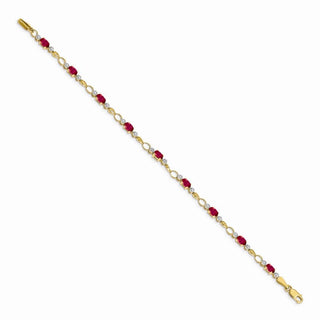 7" 14k Yellow Gold Completed Open-Link Diamond & Ruby Bracelet