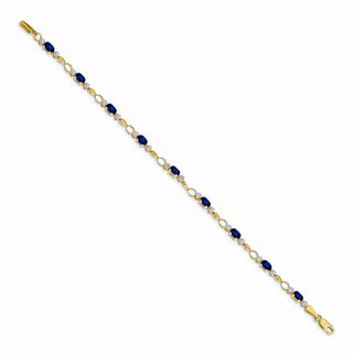 7" 14k Yellow Gold Completed Open-Link Diamond & Sapphire Bracelet