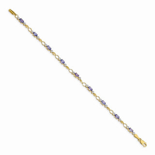7" 14k Yellow Gold Open-Link Diamond/Tanzanite Bracelet