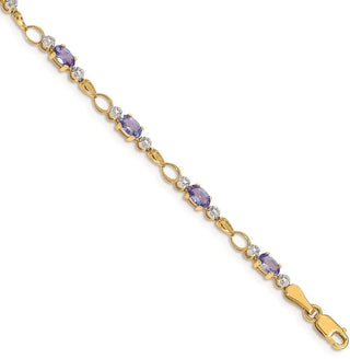 7" 14k Yellow Gold Open-Link Diamond/Tanzanite Bracelet