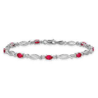 7" 14k White Gold Diamond and Ruby Bracelet BM4483-RU-001-WA