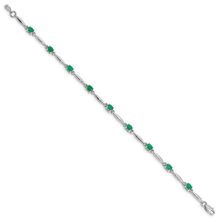 7" 10k White Gold Diamond and Emerald Bracelet BM4484-EM-001-1WA
