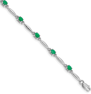 7" 10k White Gold Diamond and Emerald Bracelet BM4484-EM-001-1WA