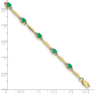 7" 10k Yellow Gold Diamond and Oval Emerald Bracelet BM4484-EM-001-1YA