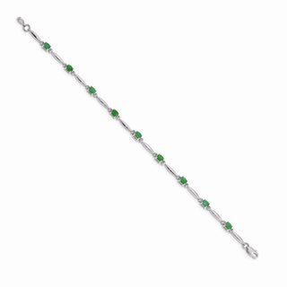 7" 14k White Gold Diamond and Emerald Bracelet BM4484-EM-001-WA