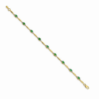 7" 14k Yellow Gold Diamond and Oval Emerald Bracelet BM4484-EM-001-YA