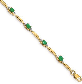 7" 14k Yellow Gold Diamond and Oval Emerald Bracelet BM4484-EM-001-YA
