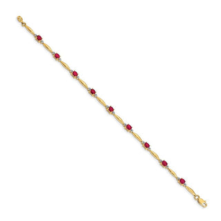 7.25" 14K Yellow Gold Diamond and Oval Ruby Bracelet BM4484-RU-001-YA