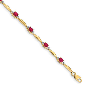 7.25" 14K Yellow Gold Diamond and Oval Ruby Bracelet BM4484-RU-001-YA